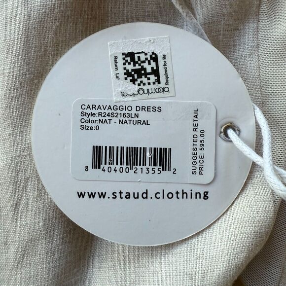 NWT STAUD Caravaggio Draped 100% Linen Maxi Dress in Natural Size 0 - Picture 9 of 15